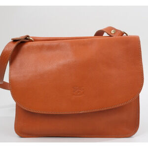 Vintage Il Bisonte Salina Orange Leather Flap Shoulder Crossbody Bag Unisex